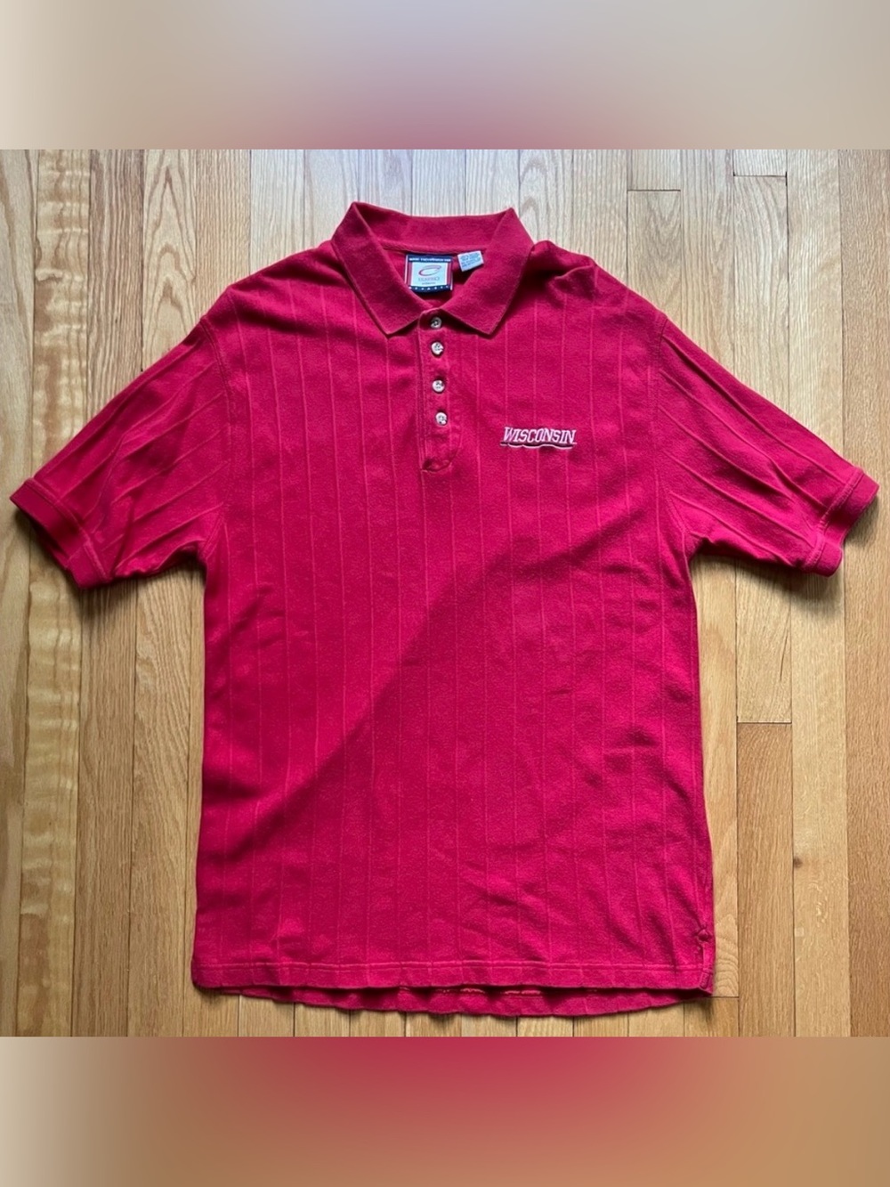 Vintage Wisconsin Badgers Cadre Athletic Men’s Polo Shirt Large Red Stitched